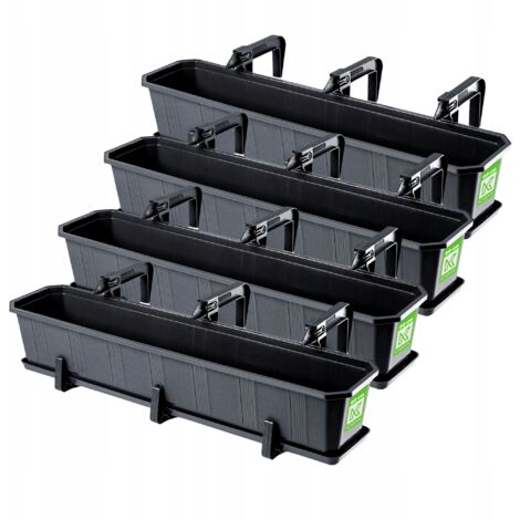 KADAX 4x Caja de balcón 80cm Asas de grafito