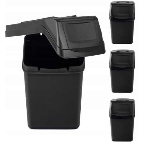 KADAX 4x lot de poubelles de tri sélectif de 25 L avec autocollants