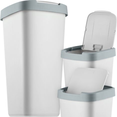 KADAX Abfalleimer 25 l, mit Schwingdeckel, für Recycling, Kunststoff, robust, dunkelgrau