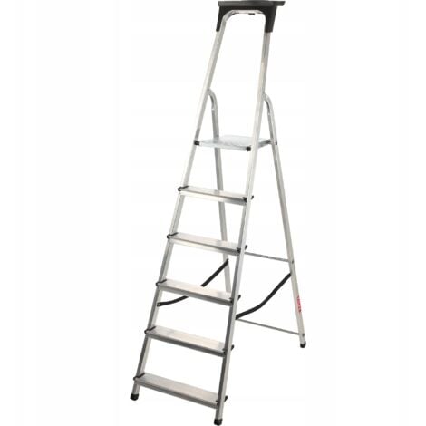 KADAX Aluminum Ladder, Step Ladder up to 125 kg, Step Ladder, 6 Steps