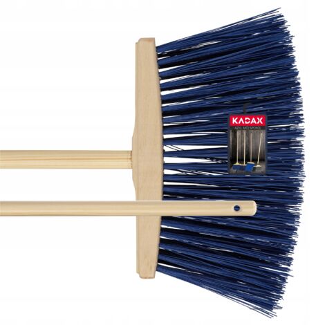 KADAX Balayage routier et trottoir, balai de jardin avec manche en bois, balai en nylon, balai industriel pour trottoir, (bleu foncé)