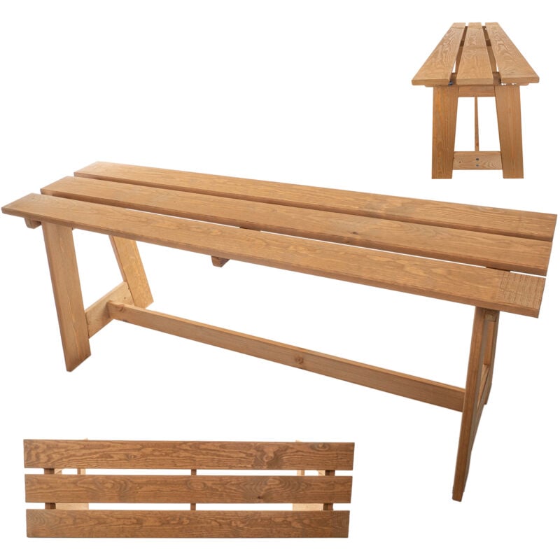 Banc de jardin en bois 2 places sans accoudoirs et dossier - Banc de parc, banc extérieur pour balcon, jardin, terrasse (chêne doré), K10080 - Kadax