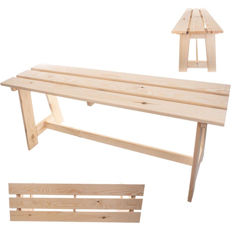 Kadax - Banc de jardin en bois 2 places sans accoudoirs et dossier - Banc de parc, banc extérieur pour balcon, jardin, terrasse (chêne naturel),