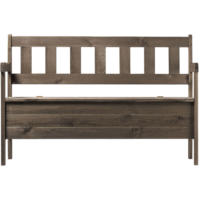 Banc de jardin en bois avec dossier 120 cm avec caisson terrasse balcon marron - Kadax