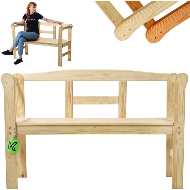 Kadax - Banc de Parc en Bois avec Dossier 119 cm Terrasse Jardin