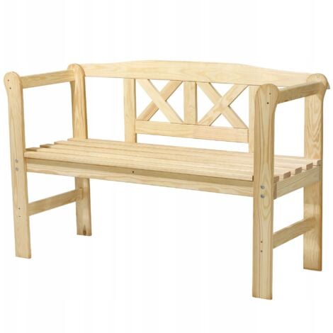 KADAX Banco de Parque de Madera con Respaldo 119 cm Terraza Jardín