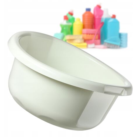 KADAX Bassine en Plastique pour le Lavage à la Main des Vêtements et de la Vaisselle, Dotée d'une Forme Ronde et de Poignées Ergonomiques (15L, Crème)