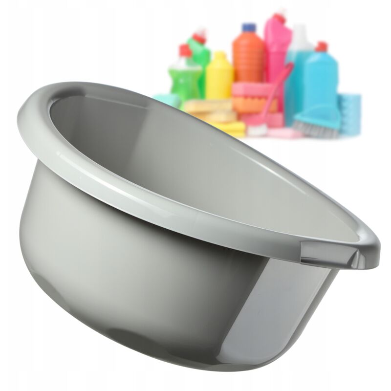 Bassine en Plastique pour Le Lavage à la Main des Vêtements et de la Vaisselle, Dotée d'une Forme Ronde et de Poignées Ergonomiques (20L, Gris)