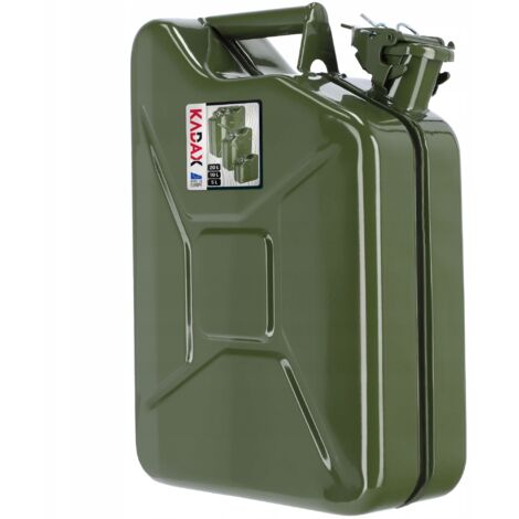 KADAX Bidon d'essence en acier de 0,8 mm pour essence et diesel, réservoir de réserve avec triple poignée, jerrican en tôle d'acier (vert 10 l)