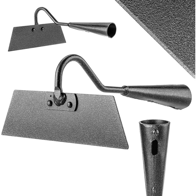 Kadax - Binette de jardin sans manche - En forme de trapèze - Sarcloir en acier - Pour désherber et hacher les mauvaises herbes - Noir - 18 cm