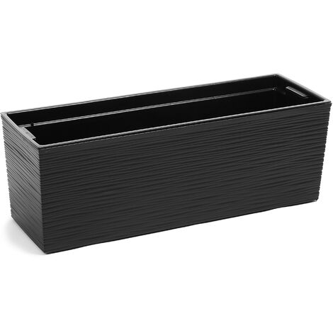 KADAX Blumenkasten aus Kunststoff, 18,5x56 cm, Ritzmuster, Schwarz