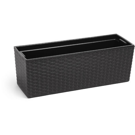 KADAX Blumenkasten aus Kunststoff, 18,5x56 cm, Schwarz