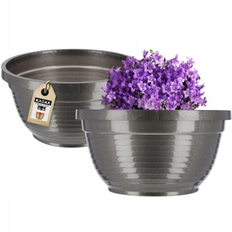 KADAX Blumenschale aus Kunststoff, Pflanzkübel, 26 cm, Graphit