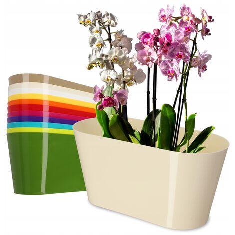 KADAX Blumentopf aus Kunststoff, 27 x 13 cm, breiter Topf, ovaler Pflanzentopf, Blumenübertopf für O