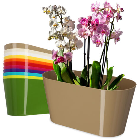 KADAX Blumentopf aus Kunststoff, 27 x 13 cm, breiter Topf, ovaler Pflanzentopf, Blumenübertopf für O