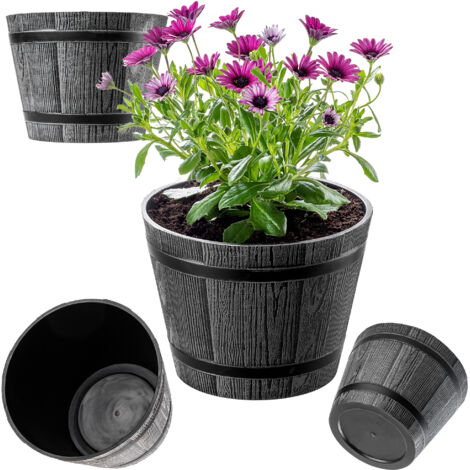 KADAX Blumentopf, aus Kunststoff, runder Pflanzkübel, 23 cm, Dunkelgrau