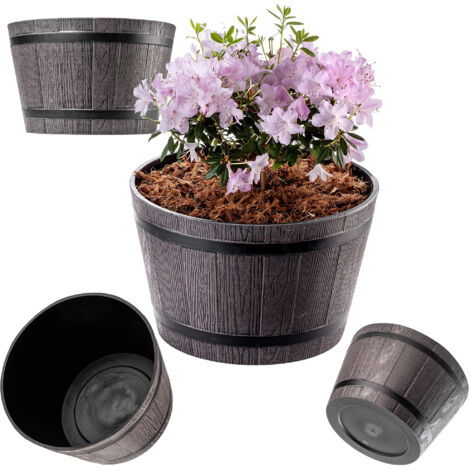 KADAX Blumentopf, aus Kunststoff, runder Pflanzkübel, 30 cm, Dunkelbraun