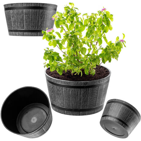 KADAX Blumentopf, aus Kunststoff, runder Pflanzkübel, 40 cm, Dunkelgrau