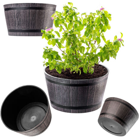 KADAX Blumentopf, Blumenkübel aus Kunststoff, runder Pflanzkübel, 40cm, braun