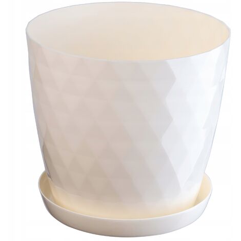 KADAX Blumentopf, Ein Topf für Blumen und Pflanzen mit Untersetzer, 12cm, Creme