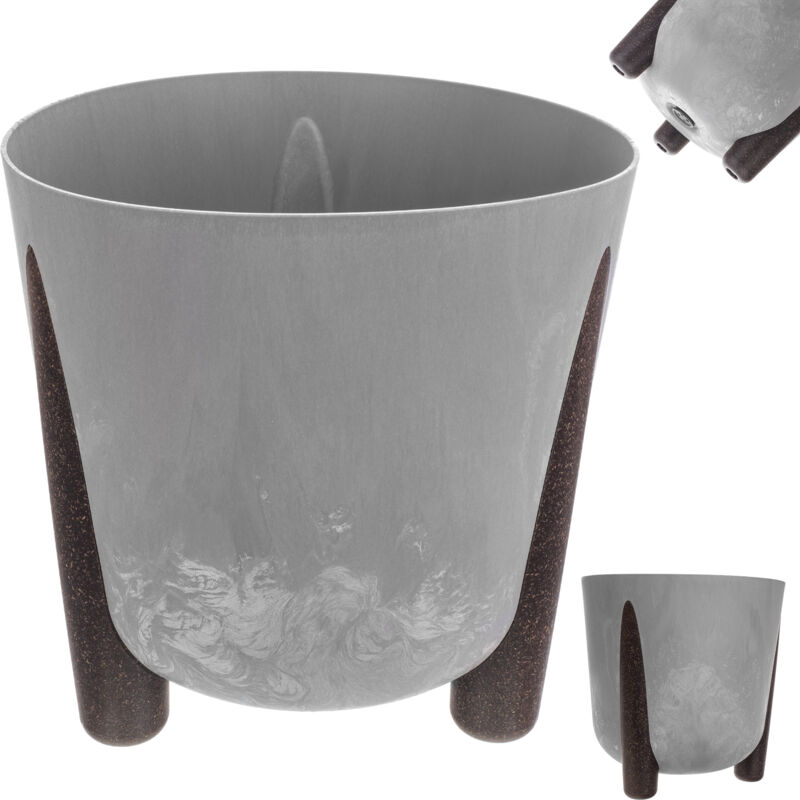 Blumentopf Mit Einsatz, 30 Cm, Grau - Kadax