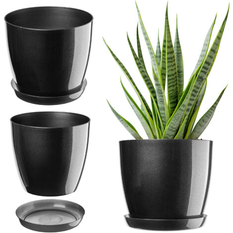 KADAX Blumentopf mit Untersetzer, 28 cm, Anthrazit