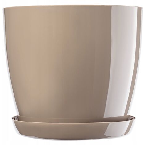 KADAX Blumentopf, Pflanzkübel mit Untersetzer, runder Blumenkübel, 20 cm, Beige