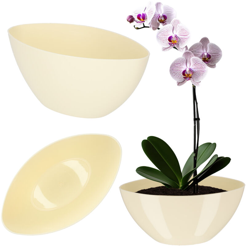 Kadax - Blumentopf, Pflanztopf Aus Kunststoff, Ovaler Topf, 21 X 12 Cm, Creme