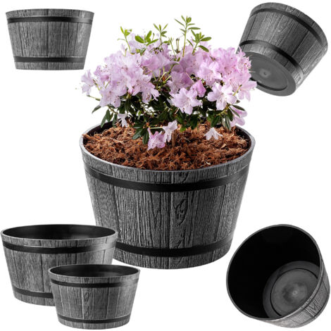 KADAX Blumentopf set, aus Kunststoff, runder, 30 cm + 40 cm, Dunkelgrau