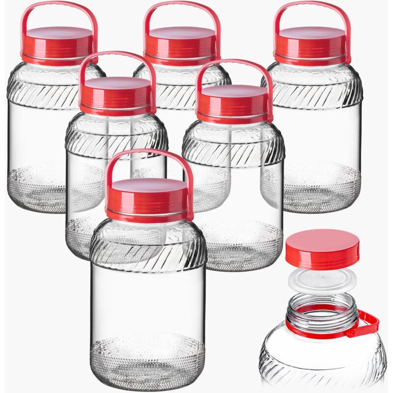 Kadax - Bocal Bocal en Verre 5L avec Bouchon et Poignée pour Décaper le Chou Paquet 6pcs