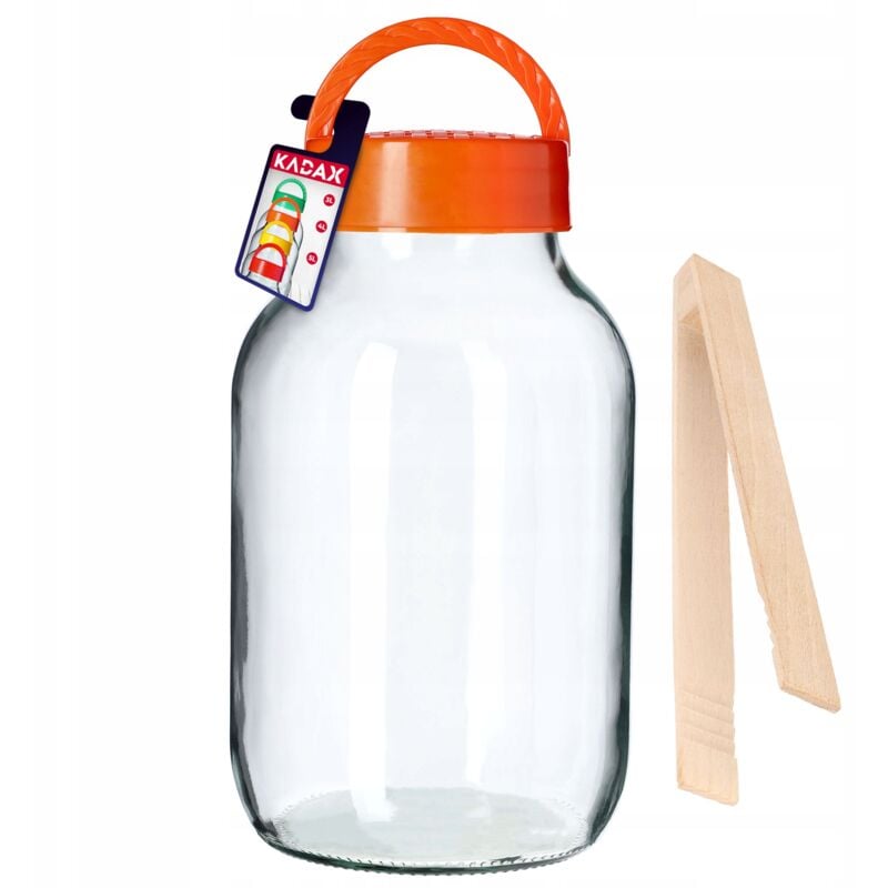 Kadax - Bocal en verre, avec pinces, couvercle en plastique, en forme de ballon, pot de conservation pour concombres, imperméable à l'air, 4 l