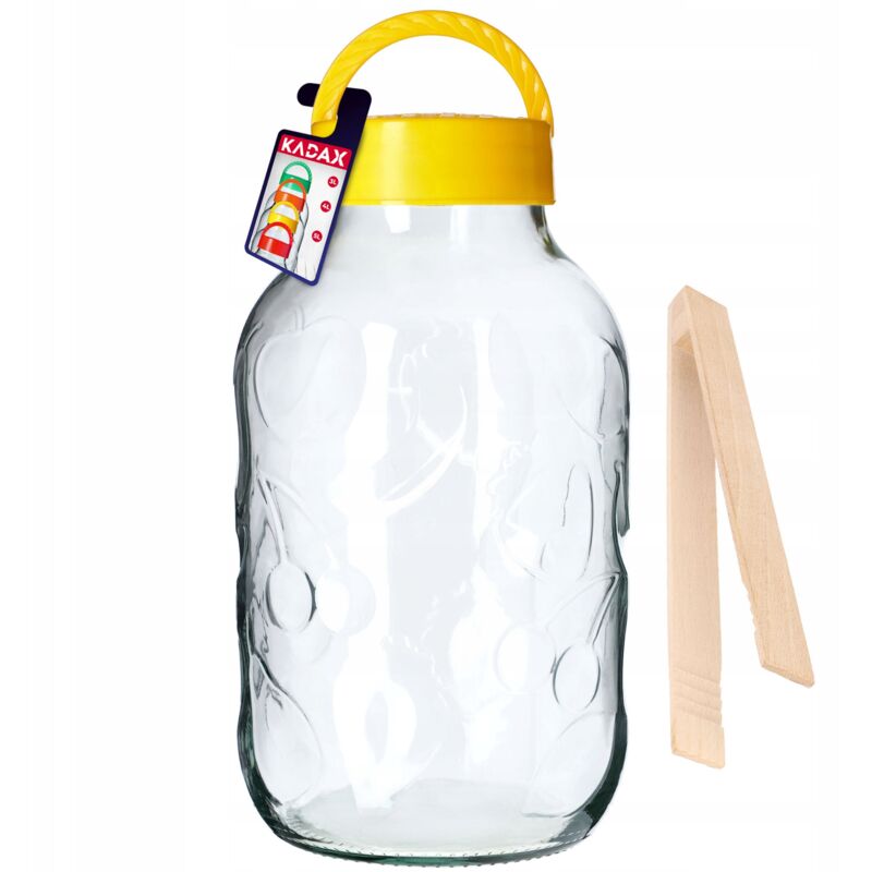 Kadax - Bocal en verre, avec pinces, couvercle en plastique, en forme de ballon, pot de conservation pour concombres, imperméable à l'air, 5 l