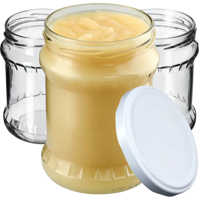 Kadax - Bocaux de conservation 500 ml avec couvercles à visser, bocaux, bocaux, bocaux, bocaux, bocaux de conservation, bocaux ronds (blanc)