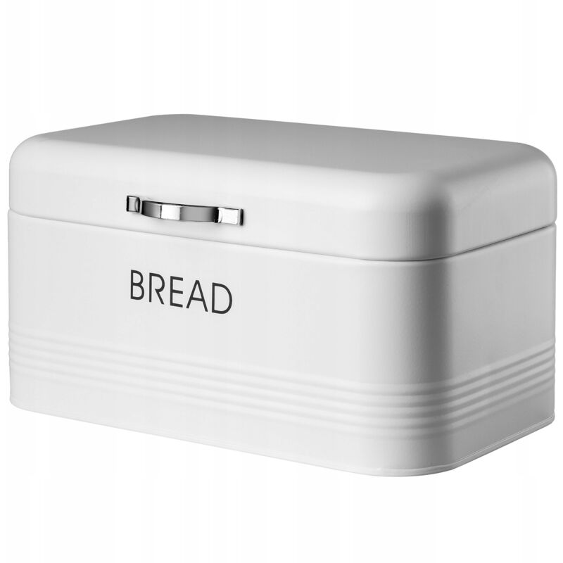 Kadax - Boîte à Pain en Acier avec Couvercle à Charnière et Poignée, Solution de Stockage Élégante pour Garder Vos Pains Frais et Délicieux (Blanc)