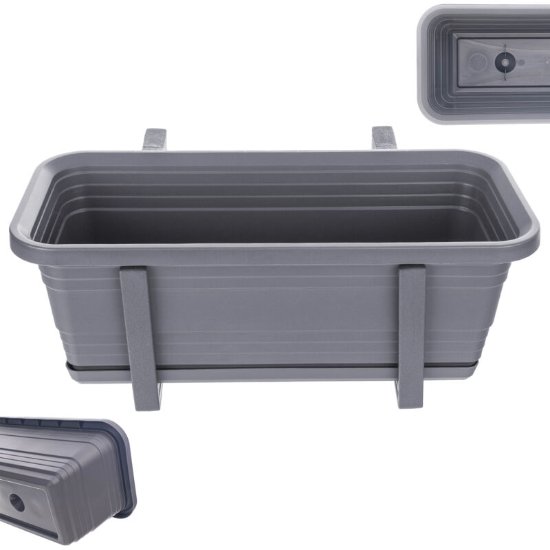 Boîte de Balcon Pot de Fleurs Pot de Fleur 40 cm Supports Support Balustrade de Balcon - Kadax