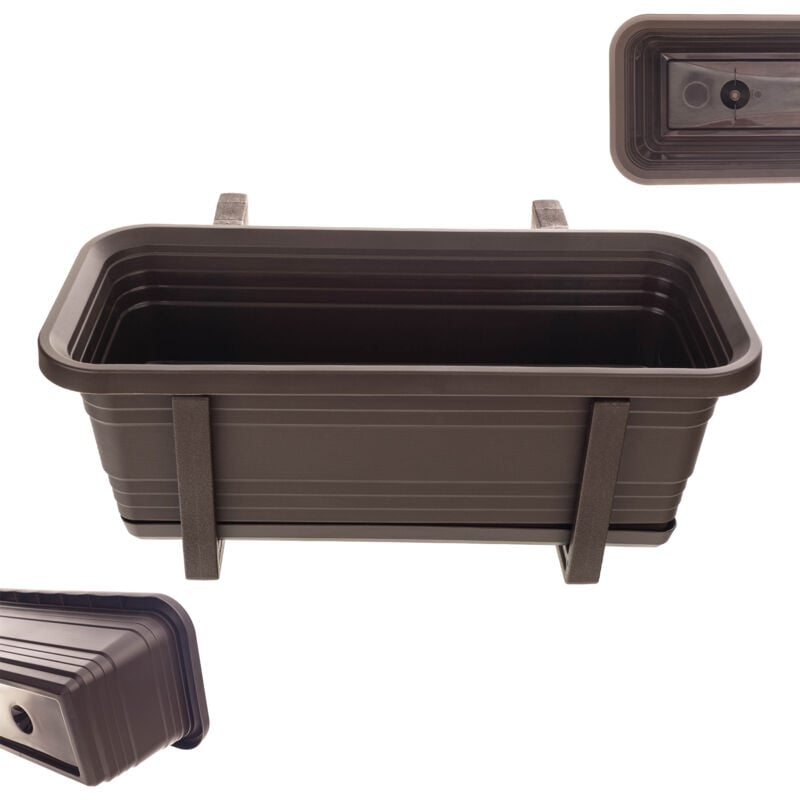 Boîte de Balcon Pot de Fleurs Pot de Fleur 40 cm Supports Support Balustrade de Balcon - Kadax