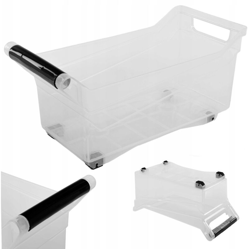 Kadax - Boîte de rangement, boîte de rangement avec roues, récipient en plastique avec poignées, boîte de rangement transparente (10 l)