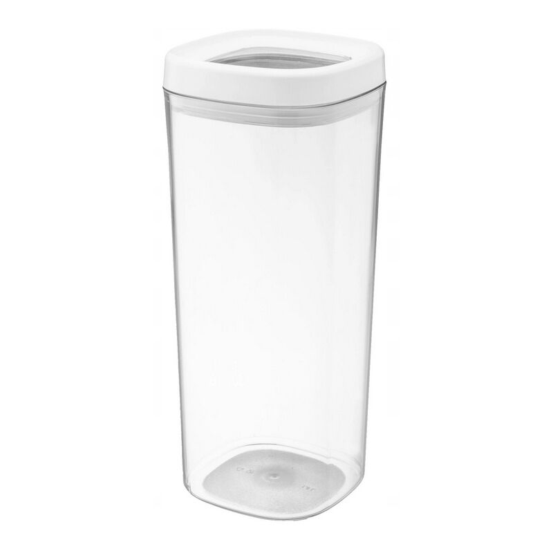 Kadax - Boîte de rangement transparente en plastique avec couvercle pour farine, céréales, sucre et pâtes (1800 ml, blanc)