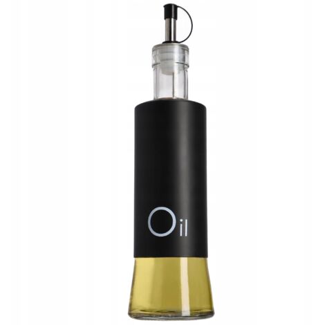 KADAX Botella de Aceite de Oliva 320ml con Dispensador de Aceite de Vidrio Negro