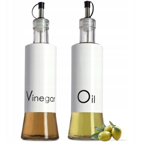 KADAX Botella de vinagre para aceite de oliva 2x 320 ml con dosificador de botella de vidrio