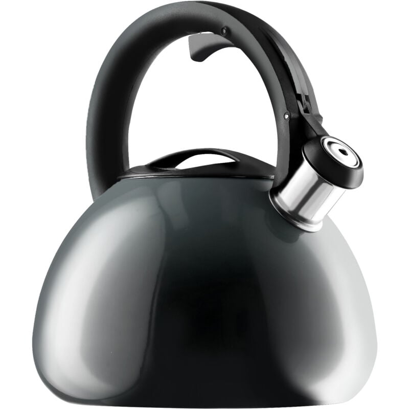 Kadax - Bouilloire sifflante en acier inoxydable de 3 l - Bouilloire rétro en 3 couleurs différentes - Avec effet ombré - Gris