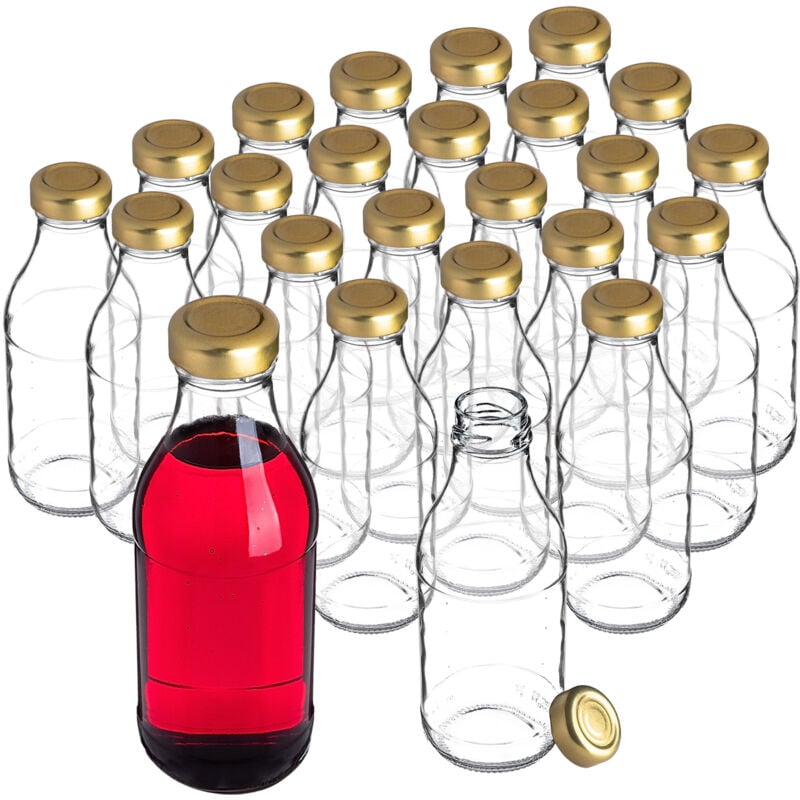 KADAX Bouteille de jus en verre 330 ml avec bouchon à vis pour bouteilles de jus pour jus, teintures, 24 x
