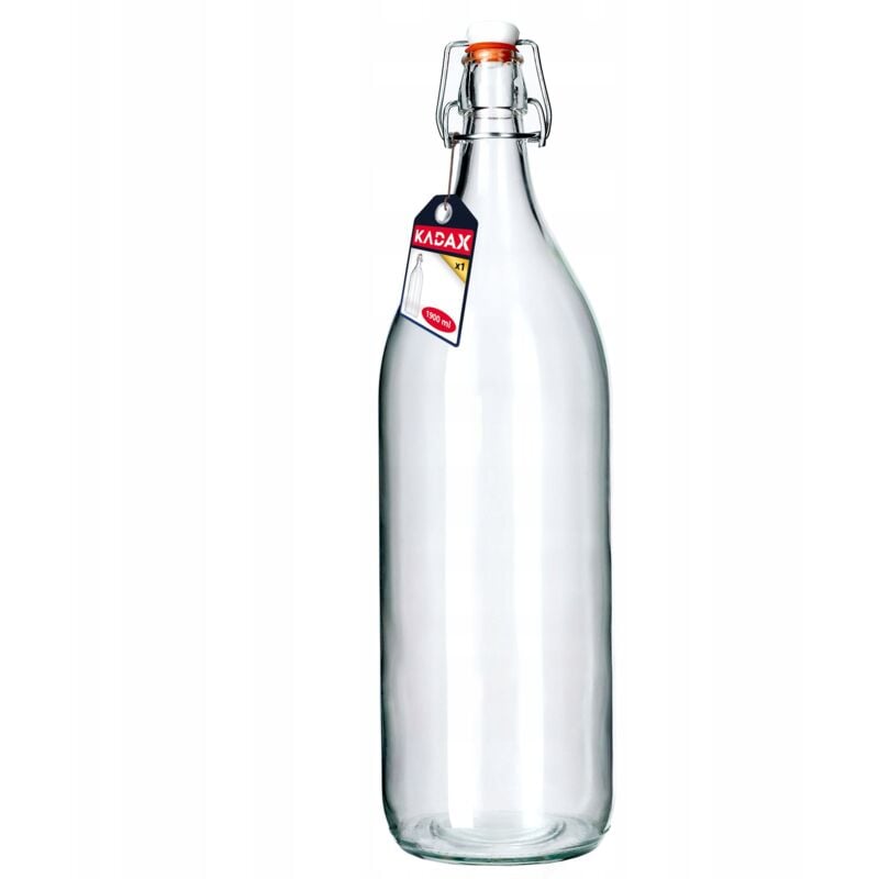 Kadax - Bouteille de liqueur de fruits/de coing, style vintage, en verre de soude, transparente, 1,9 l, à fermeture à étrier, 1 pièce