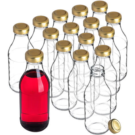 KADAX Bouteille en verre de jus 330 ml avec bouchon à vis pour bouteilles de jus pour jus, teintures, 16x