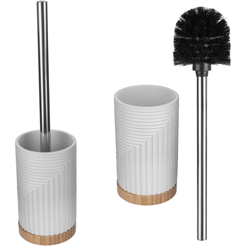 Kadax - Brosse wc avec support, brosse wc avec poignée et support, brosse wc avec porte-brosse, brosse wc sans perçage (rond blanc)