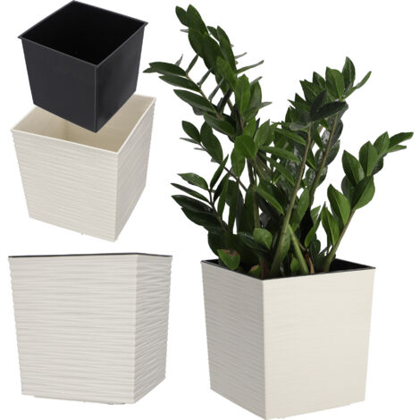 KADAX Cache-pot avec insert crème 40 cm