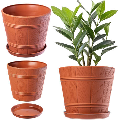 KADAX Cache-Pot de Fleur avec Support Pot de Fleur en Terre Cuite 26cm