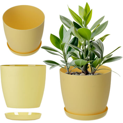 KADAX Cache-pot de fleurs 14 cm pour fleurs avec support jaune pour le salon