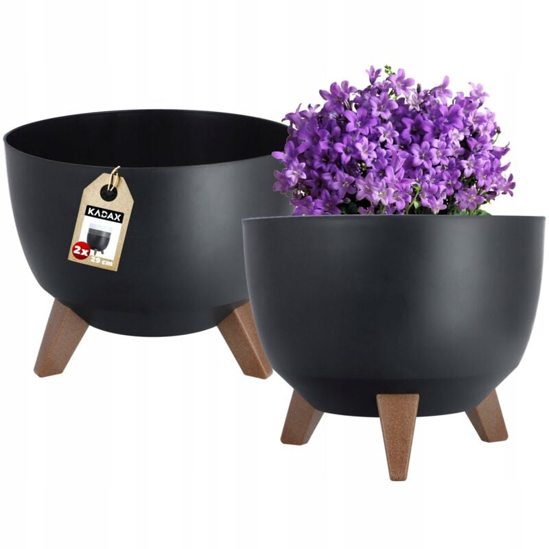 Cache-Pot de Fleurs Insert de Bol 29cm Noir 2 pcs - Kadax