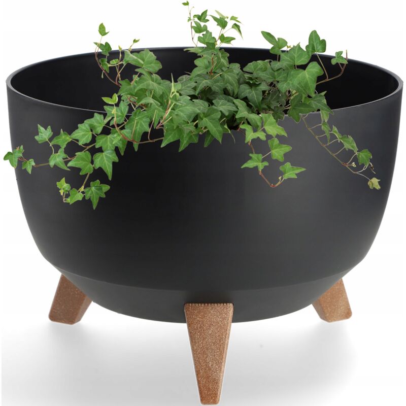 Cache-pot de fleurs sur pieds avec support de fleurs 33 cm Bol rond noir - Kadax
